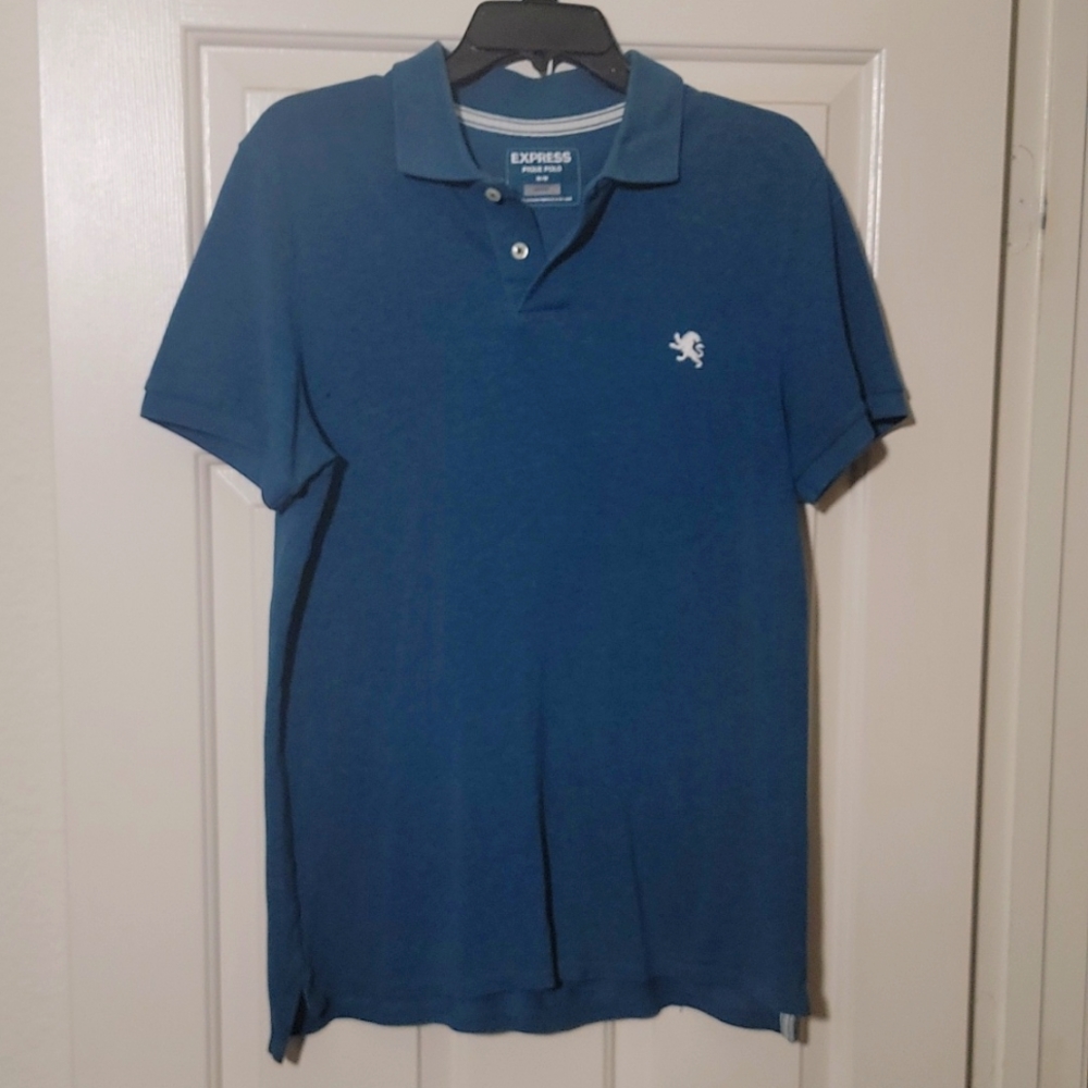 🔵 Express Mens Teal Polo - Size M Fitted